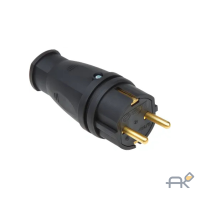 Вилка (с/з. 16А. 250В) каучук. черная Юпитер (В16-001) (ЮПИТЕР) (JP7602-01)